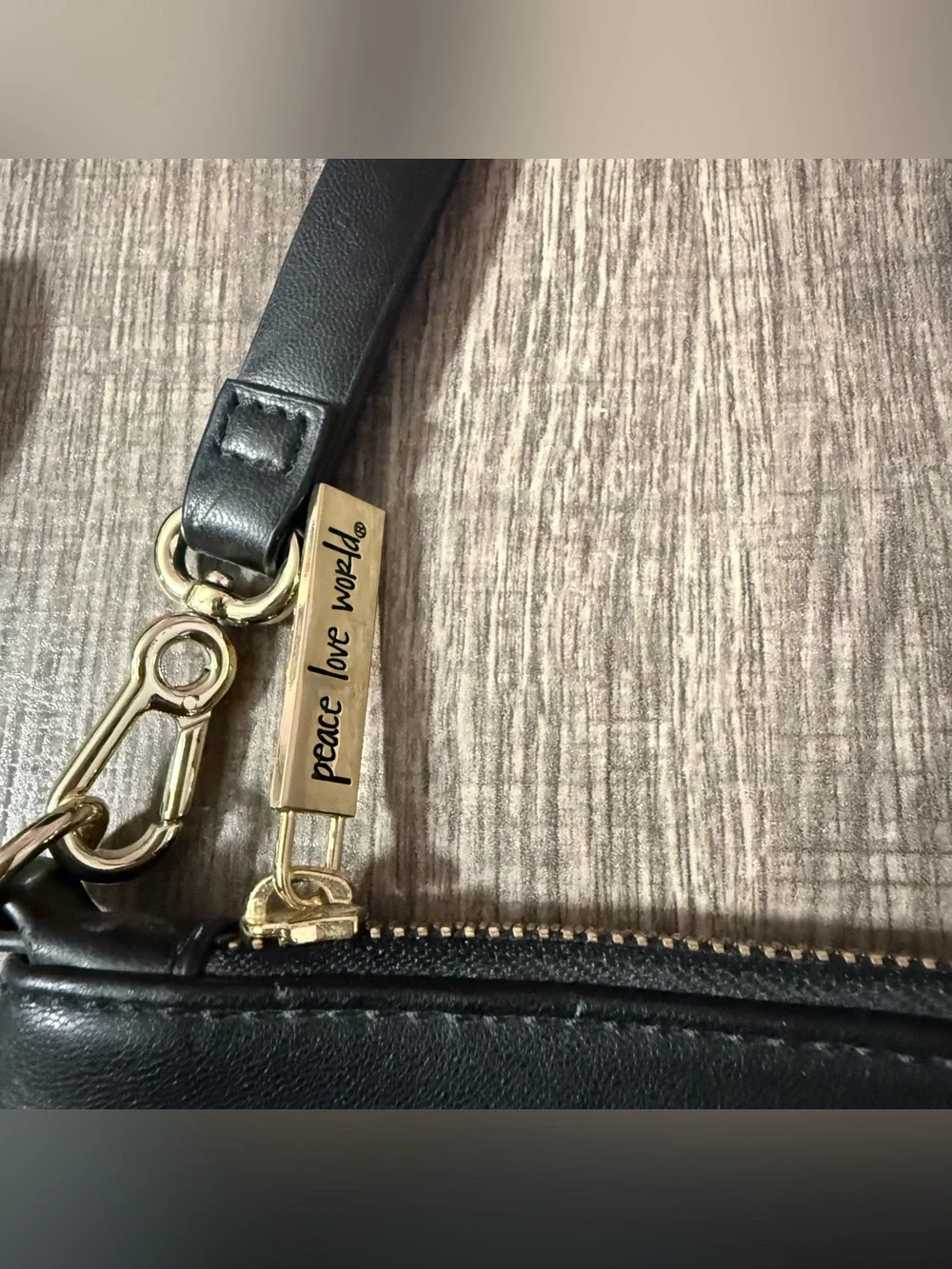2 Peace Love World Black Embossed Leather Clutch Wristlets